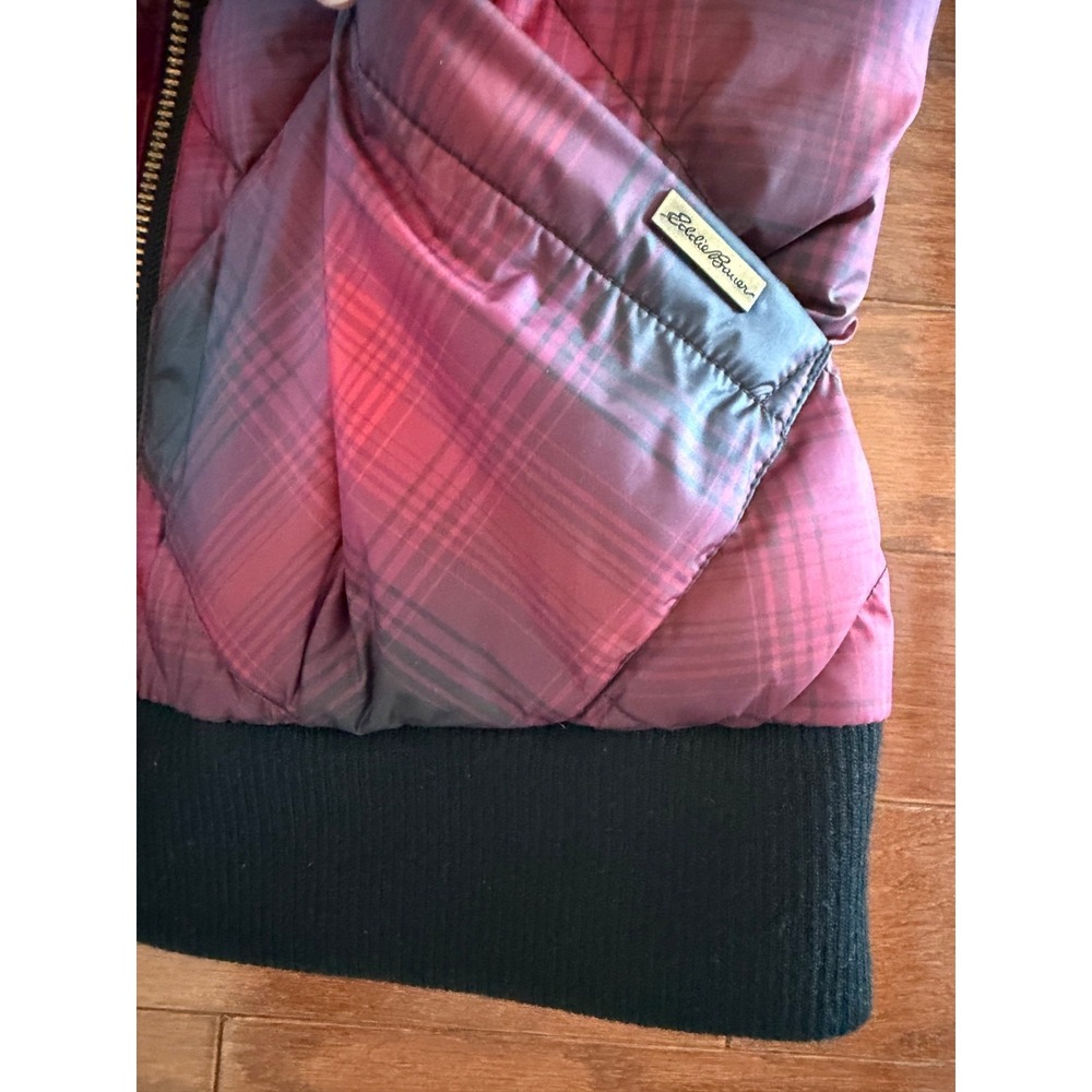 Eddie Bauer Down Packable Quilted Zip Up Vest Pockets Maroon/Black Womens Small - Picture 6 of 12